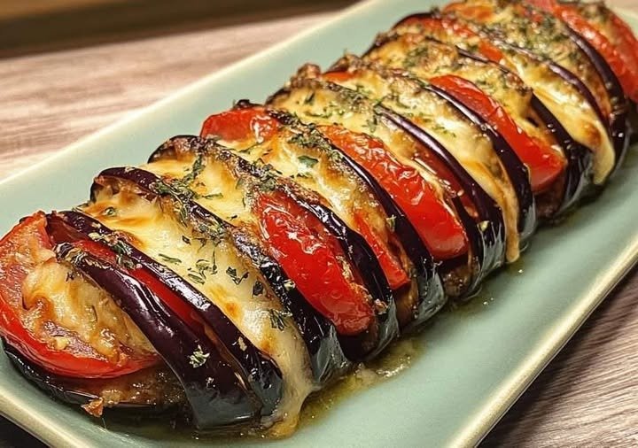 Berinjela Assada com Tomate e Queijo